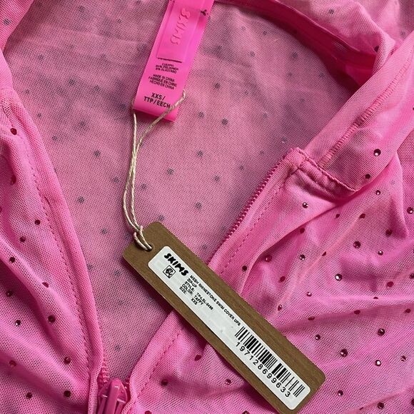 SKIMS NWT Mesh Rhinestone Swim Cover Up Zip Up - Picture 4 of 8